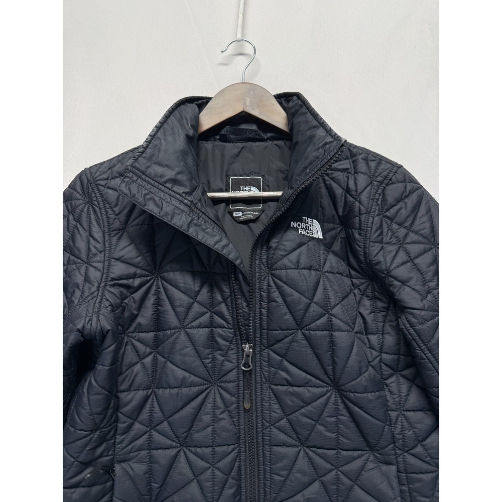 The North Face Quilted Jacket Women Small Black Nylon Diamond Mock Neck Full Zip - Picture 4 of 11